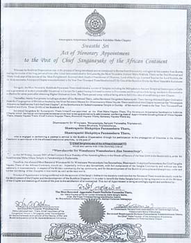 2001 appointement certificate of Chief monk for the African continent.jpg